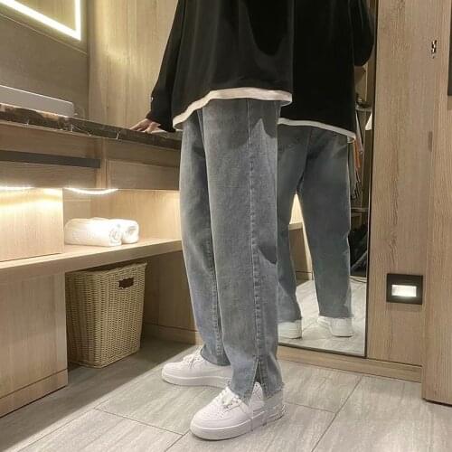 Jeans mens spring and summer new fashion brand loose straight leg floor dragging trousers baggy pants ropa de hombre Factory