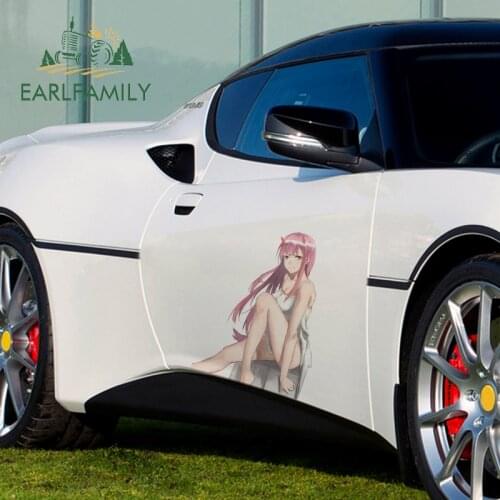 EARLFAMILY 43cm x 30.7cm For Zero Two Scratch-Proof Car Stickers Car Assessoires Decal Motorcycle Personality Waterproof Decor