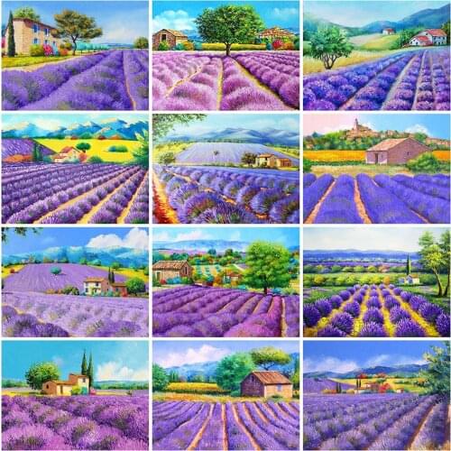EverShine 5D Diamond Painting Lavender Full Square Round Diamond Embroidery Landscape Cross Stitch Mosaic Sale Home Decoration