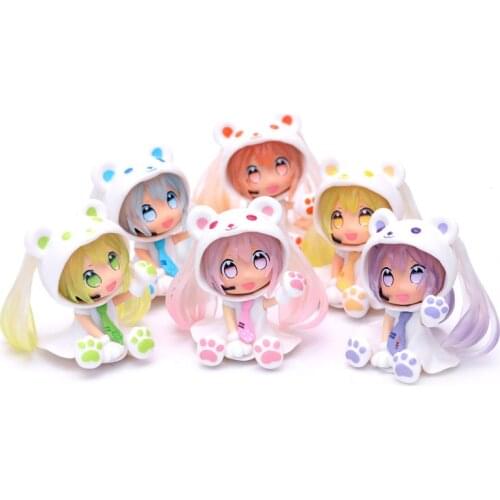 Bandai Q Posket Miku Anime Action Figures Cute Cosplay In Bear Suit Mini Model Dolls Creative Pvc Puppets Peripherals Toys New
