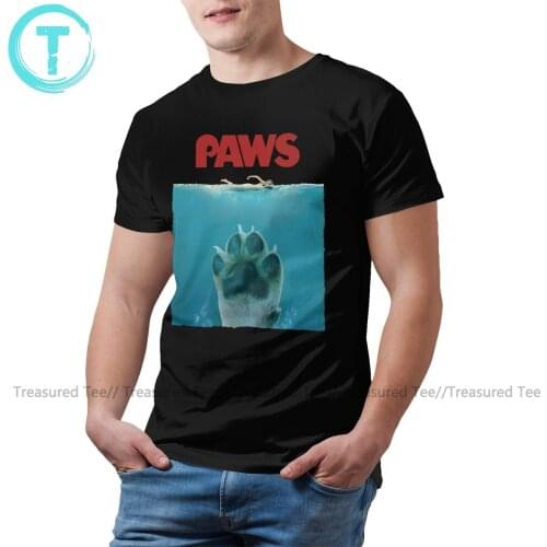 Paw T Shirt Funny Paws Jaws Dog Parody T-Shirt Men Short Sleeve Tee Shirt Awesome Cotton Print Summer Tshirt