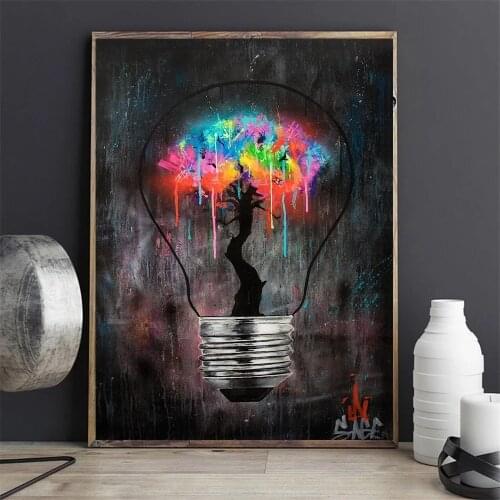 Graffiti Light Bulb Posters and Prints Street Art Canvas Painting Abstract Wall Art Picture for Living Room Home Decor Cuadros