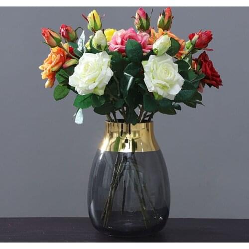 5 Branch/lot Artificial Rose Flower 2 Heads Curled Rose DIY Wedding Decoration Accessories Fake Flower Home Garden Decoration