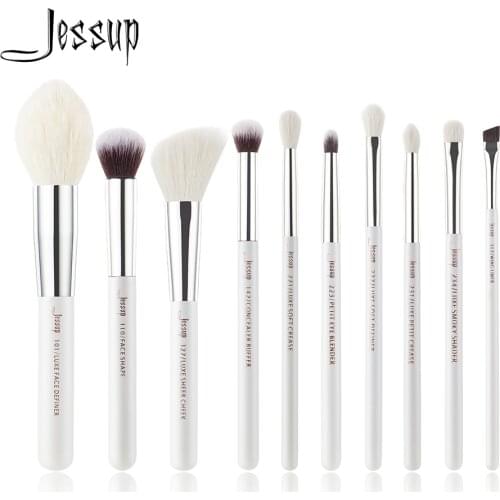 Jessup Pearl White/Silver Professional Makeup Brushes Set Make up Brush beauty Tools kit Foundation Powder Definer Shader Liner