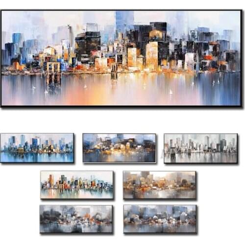 Modern Urban Architecture Oil Painting 100% Handpainted High Quality Wall Art Home Decor Picture Modern On Canvas Unframe