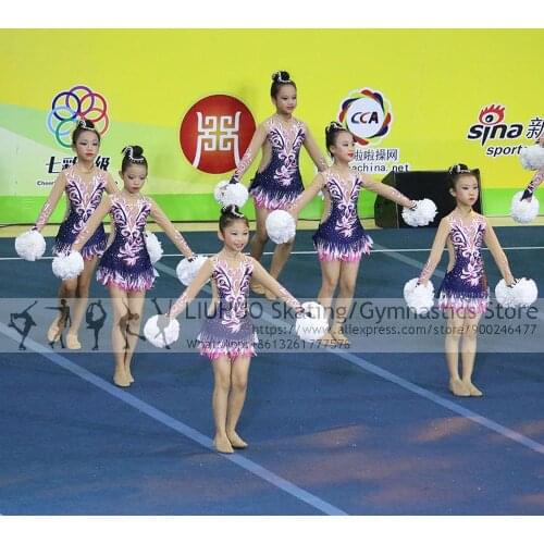 Cheerleader Competition Costume Figure Skating Dress Child Kids Clubs Elegant Aerobics Cheerleading Varsity Fancy Dress Uniform