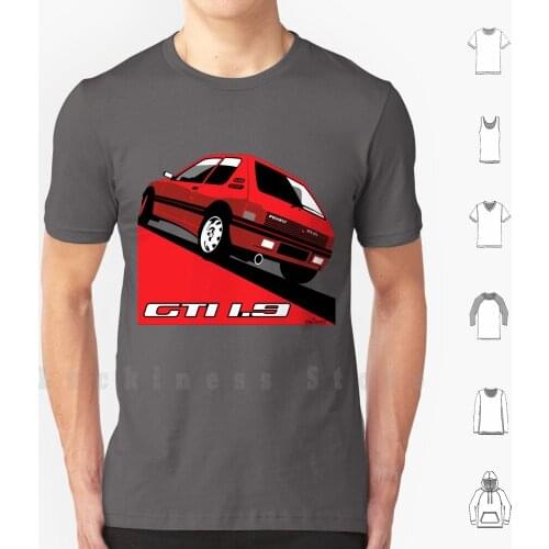Peugeot 205 Gti 1.9 Red T Shirt Big Size 100% Cotton Peugeot Pug 205 French France Car Cars Personalized Caricature Cartoon