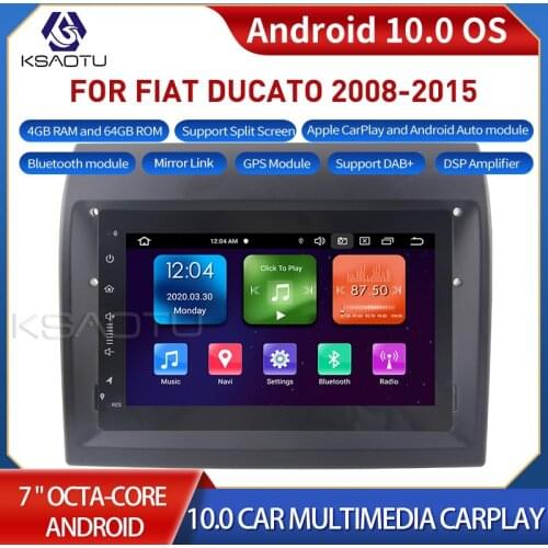 KSAOTU 7122 7" 8-Core Android 10.0 Car Stereo Carplay DSP DAB+ GPS WiFi USB DVB-T 4G TPMS Canbus OBD2 For FIAT DUCATO