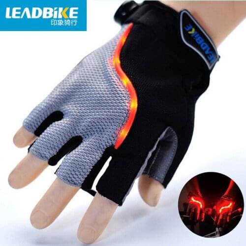 Leadbike 2017 New Bicycle Gloves Half Finger Men/Women LED Mountain Road Bike Sports Anti-slip Lightning Gloves Ultra-Breathable