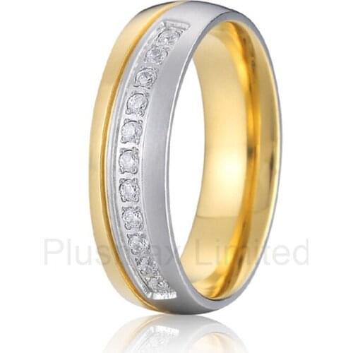Best anniversary gift for women gold color cheap pure titanium jewelry fashion wedding band rings