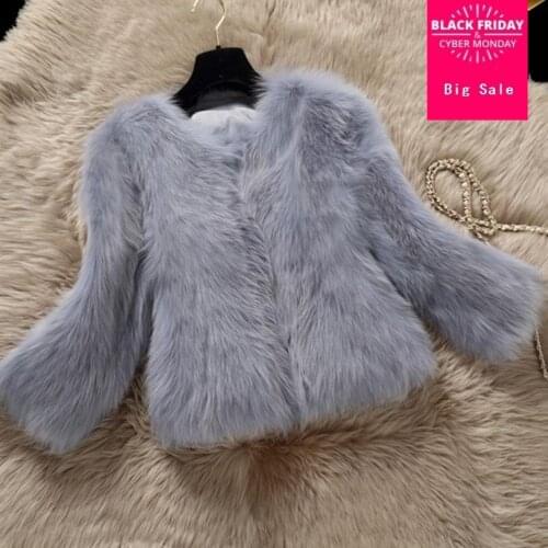 Fashion Korean style round neck imitation fur coat womens whole fur plus three Quarter-sleeve with cotton short Slim coat J57