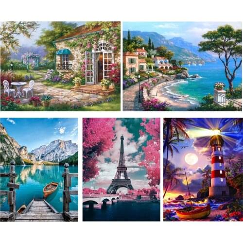 Cross Stitch Kits DIY Landscape Ecological Cotton Thread 14CT Printed Embroidery Needlework 40x85cm Home Decoration
