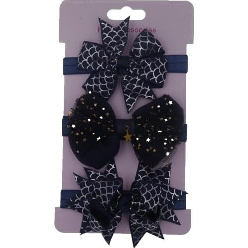 New 3pcs/lot Baby Girls Ribbon Bows Headband Lace Bowknot Hair Bands Newborn Toddler Hair Accessories Sets Kids Photo Props