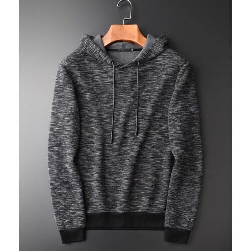Autumn Fashion Yarn-dyed Pullover Grey Hoodies Hight Quality Young Trend Slim Fit Hooded Sweatshirts For Men