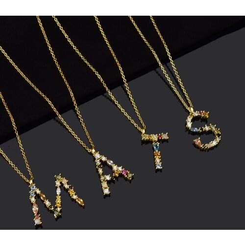 Women Necklace 26 Letter Diamond Pendant Gold Necklace 925 Sterling Silver Sparkling Brand Necklace Festival Anniversary Gift