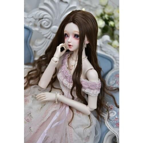 BJD doll wig suitable for 1-3 1-4 1-6 size super soft silk easy to take care of temperament goddess mid-point microwave roll dol