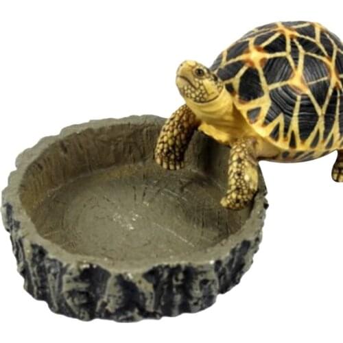 Pet Reptile Feeder Bowl Basin Resin Non-Toxic Food Water Pot Turtle Tortoise Lizard Crabs Feeding Tray