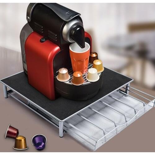 Coffee Machine Base Pod Holder Storage Drawer Coffee Capsules Drawers Organizer Stand Rack Drawers Stainless Steel