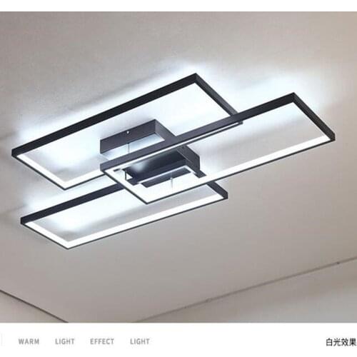 Rectangle Black/White Color Modern Led Chandelier for living room bedroom 110V 220V deco Dimmable Ceiling Chandelier