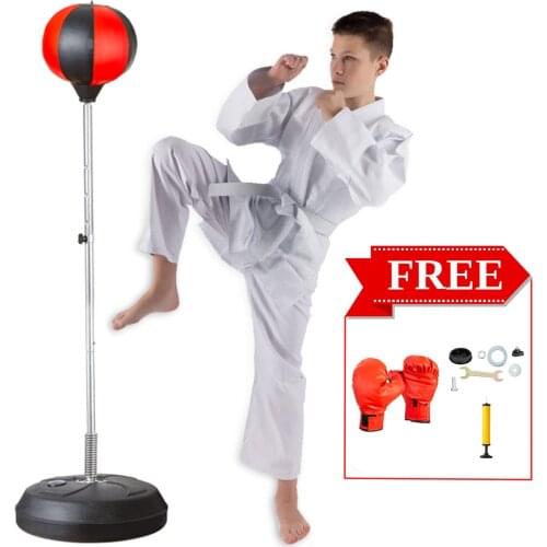 Adjustable Fitness Boxing Punch Pear Speed Ball Relaxed Boxing Punching Bag Speed Bag For Kids Children(Glove+Pump+Base+ Poles)