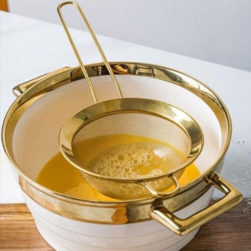 Stainless Steel Kitchen Handheld Screen Mesh Strainer Flour Sieve Cooking Oil Strainer Colander Kitchen Accessories