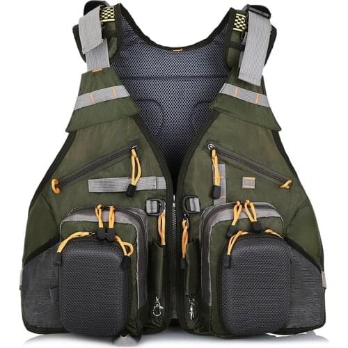 Fonoun Fishing Vest Detachable Multiple Pockets Breathable Grid Mesh Comfortable Wear-Resisting FF3659