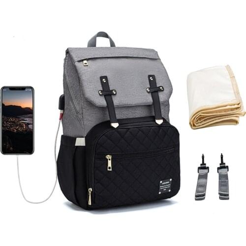 Fashion Mummy Diaper Bag Waterproof Large Maternity Nursing Bag USB Travel Backpack Stroller Bags Baby Care Nappy Backpack