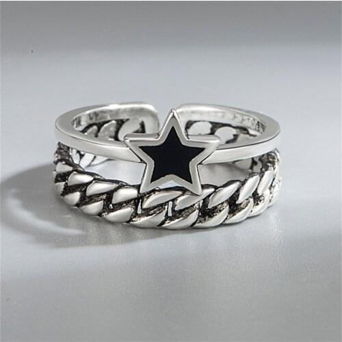 SHQIYAYI Star Antique Finger Rings For Women Cocktail Party Fashion Jewelry Gifts Vintage Hollow Accessories 003
