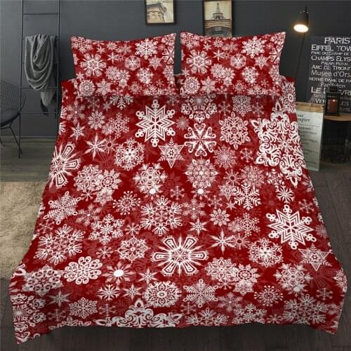 Snowflake Christmas Duvet Quilt Cover Set Deer Elk Fir Tree Print Bedding Set Twin Full Queen King Bed Linens For Children Adult