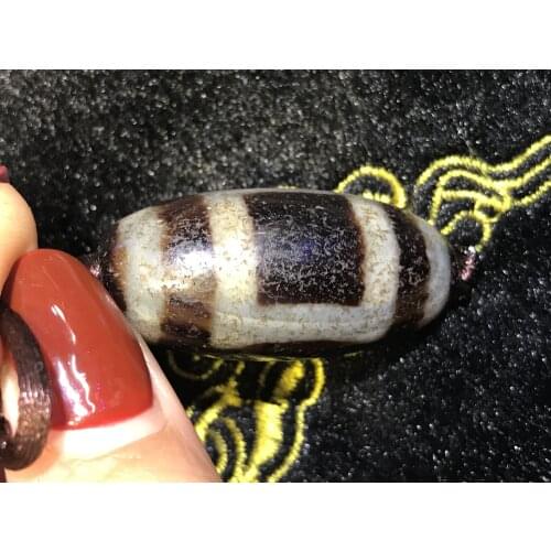 Treasure Energy Tibetan Old Agate Heaven&earth dZi Bead Totem Amulet 2A stown UPD22