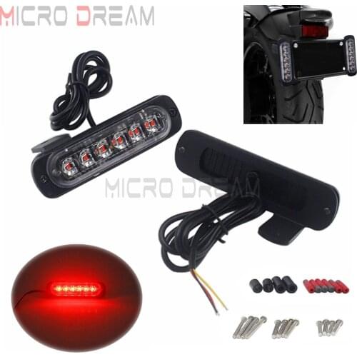 Red LED Rear Brake Taillight Stop Lights Number License Plate Auxiliary Light Flash Running Lamp With Aluminum Mount Bracket Kit
