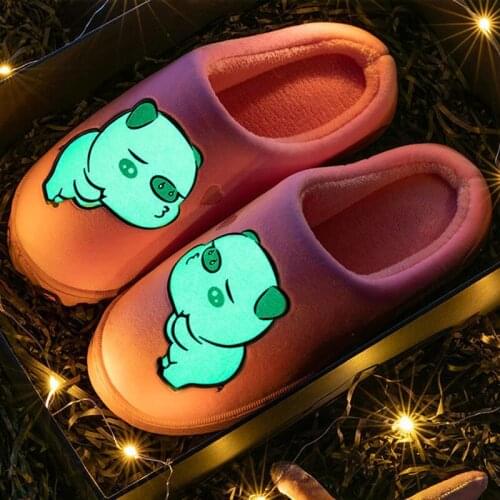 Women Couple Slippers Fluorescence Night Warm Slipper Woman Home Comfort Ladies Fashion Casual House Shoes Female Dropshipping