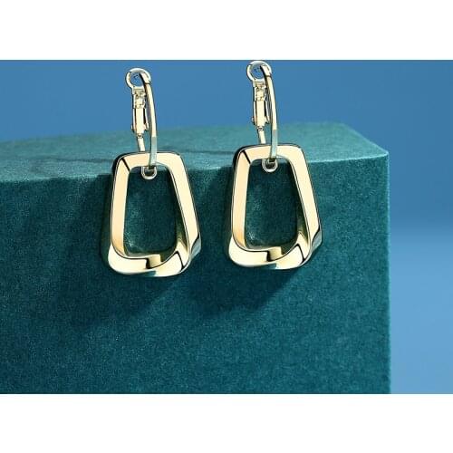OLIRAFT 2021 Trend American New Sense of Design Geometric Temperament Gold-Color Drop Earrings Cold-Style Unusual Women Earrings