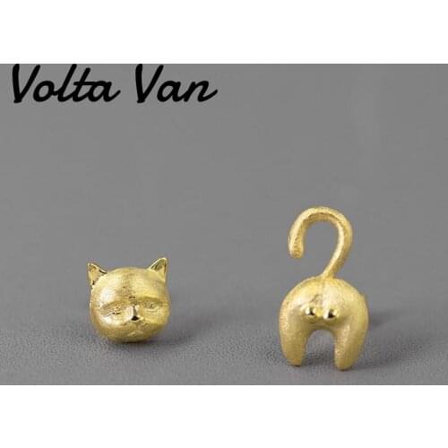 Volta Van 925 Sterling Silver Stud Earrings 2021 New Elegant Cute Cat Trendy Fashion Fine Jewelry Party Women Silver Earrings