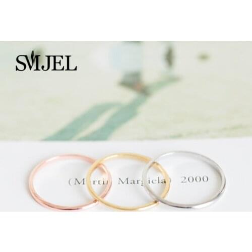 SMJEL New Fashion Simple Slim Thin Stacking Bague Femme The Petite Finger Circle Round Skinny Rings for Women Wedding Gifts R213