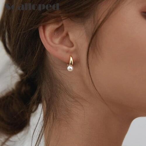 SCALLOPED European Vintage Pearl Drop Earrings Exalted Women 2021 New Trendy Individuality Romantic Girls Jewelry