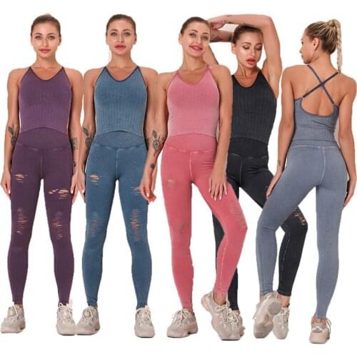 Two Piece Set Women Seamless High Waist Leggings Sexy Beauty Back Bra Gym Tracksuit Women Workout Sports Suit