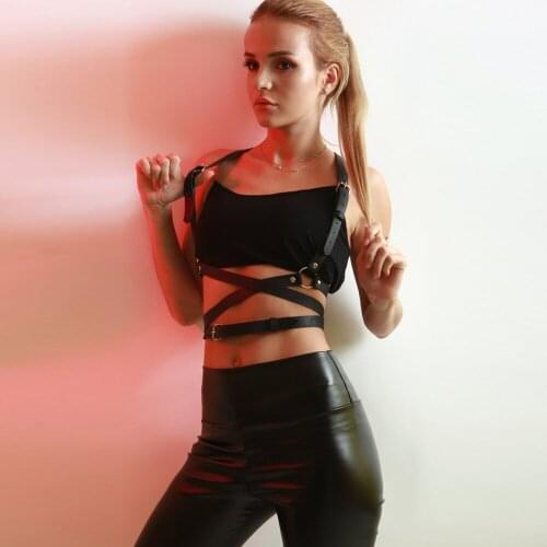 Women Faux Leather Cage Vest Body Shaper Chest Sculpting Body Harness Strap Punk Rock Handmade Waist Belt Waist Cincher sex belt