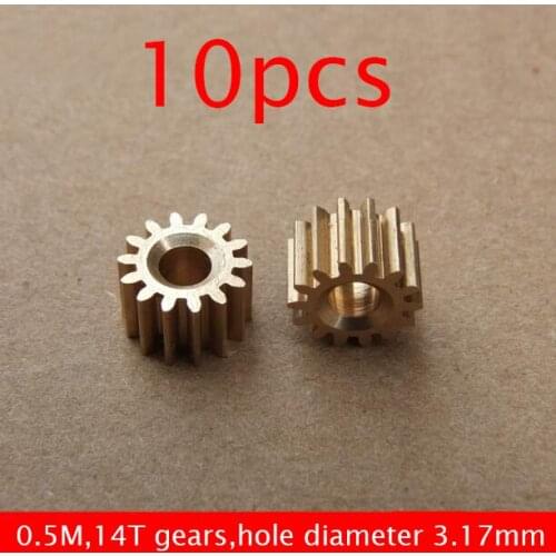 10PCS 0.5M 14T Brass Gears 3.17mm Shaft Hole Diameter 540/550 Motor Gear Pinion Spare Parts For DIY Models