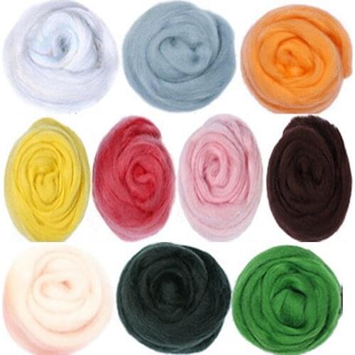 100g Yellow Color Wool Fibre Roving for Needle Felting Handcraft DIY Spinning Fiber Needlework Sewing Crafts Material