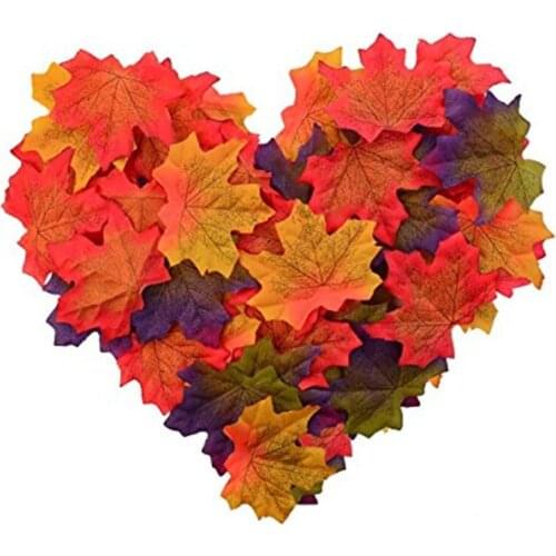 100 Pcs Artificial Maple Leaves for christmas decorations home Simulation Fall Leaves For Home Wedding Party halloween Decor