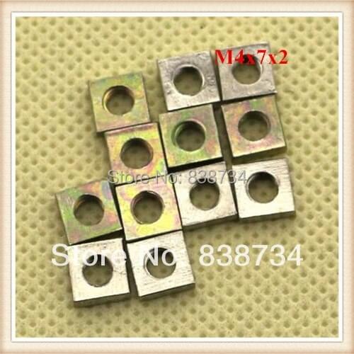 100pcs m4 carbon steel yellow zinc coated square nut