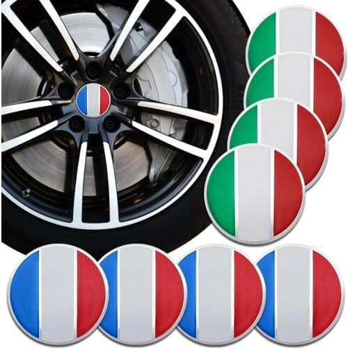 4pcs 56mm Italy France Flag Car Wheel Center Hub Cap Rim Covers Stickers For Hyundai Peugeot 208 308 Ford Honda VW Accessories