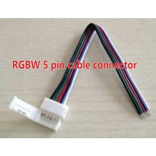 5Pcs 12mm 5 Pin RGBW connector 5pin PCB Connector wire Cable Female jack coupler 1 head / 2 head connector New