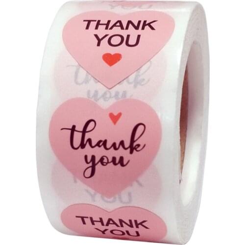 500pcs Pink Heart Thank You stickers Seal Labels Scrapbook for Christmas Gift Decor Business Package Envelope Stationery Sticker