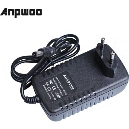 ANPWOO EU Type AC 100-240V to DC 12V 2A Power Supply CCTV Camera LED Strip AC/DC Adapters Power Plug Adaptor 5.5x2.1mm