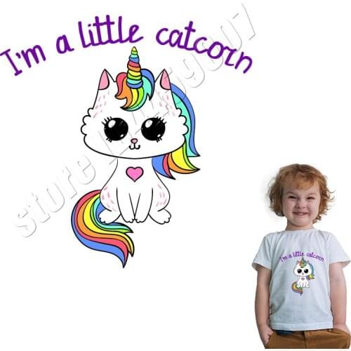 Cat Applique Colorful Unicorn Design Patches On T-Shirts Iron On Washable DIY Stickers Heat Transfer Custom Accessory Parches