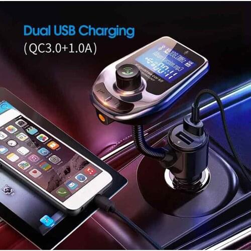 Bluetooth Car FM Transmitter Audio Adapter 1.8-inch LCD Display Wireless Mp3 Player Qc3.0 Dual USB Charger General Models
