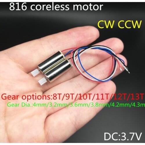 Free Shipping 3.7V 8*16mm 816 coreless Motors Engines 8t 9T 10T 11T 12t R/C Quadcopter Helicopter Drone Spare Parts X5SW X5S X54