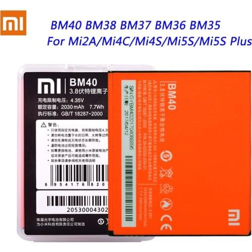 BM40 BM38 BM37 BM36 BM35 Battery For Xiaomi Mi 4C 4S 2A 5S Plus Pement Mi 5S Mi 4S Mi2A Mobile Phone Bateria Lithium Polymer
